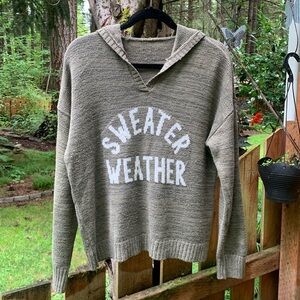 Sweater Weather Knit Hooded  Pullover